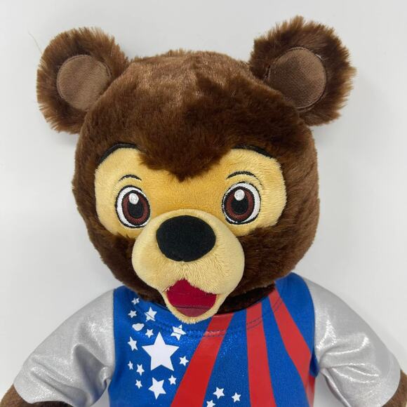 Build-A-Bear‎ Brinley Brown Teddy Bear w/USA Leotard Red White Blue 16” Plush - Picture 2 of 15